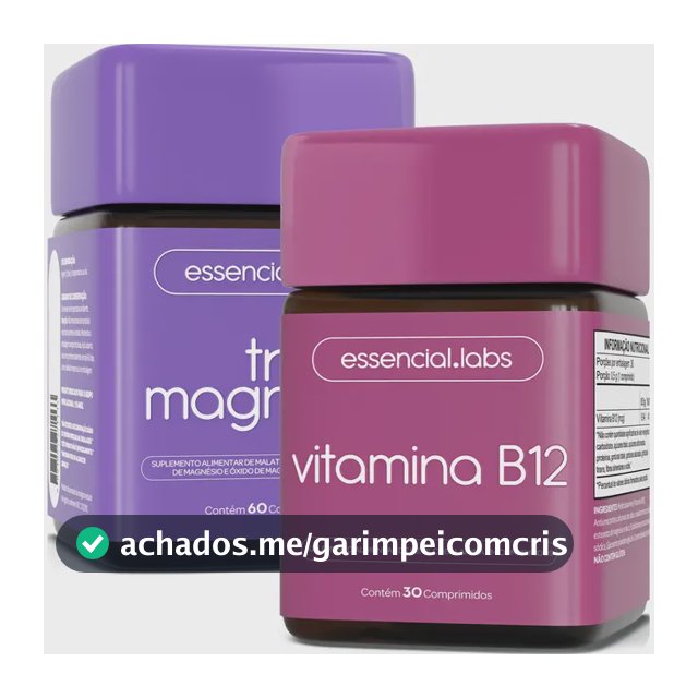KIT TRI MAGNÉSIO contendo MAGNÉSIO DIMALATO, MAGNÉSIO BISGLICINATO e ÓXIDO DE MAGNÉSIO - 60 comprimidos + VITAMINA B12 Metilcobalamina - 30 doses