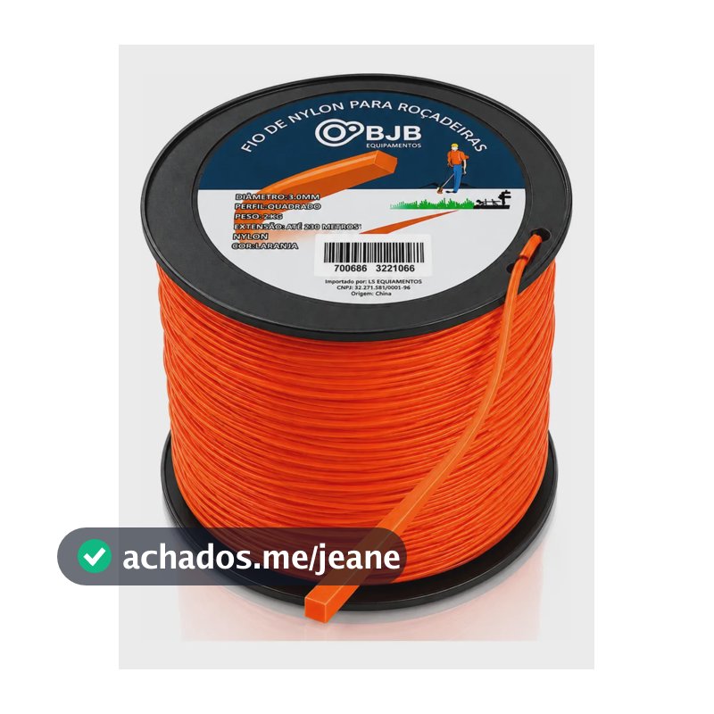 Bobina Fio Nylon Roçadeira 3mm Quadrado 2kg Resistente - BJB equipamentos