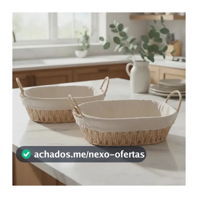 Cesta Com Alça E Forro Em Tecido 29 Cm X 20cm X 12cm - Wolff Creme