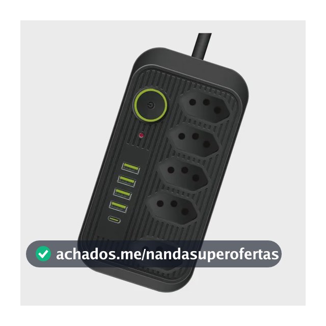 Extensão 5 Tomadas E  1 Pd 4 Usb Led Bivolt Power 127v/220v Preto. 127/220v