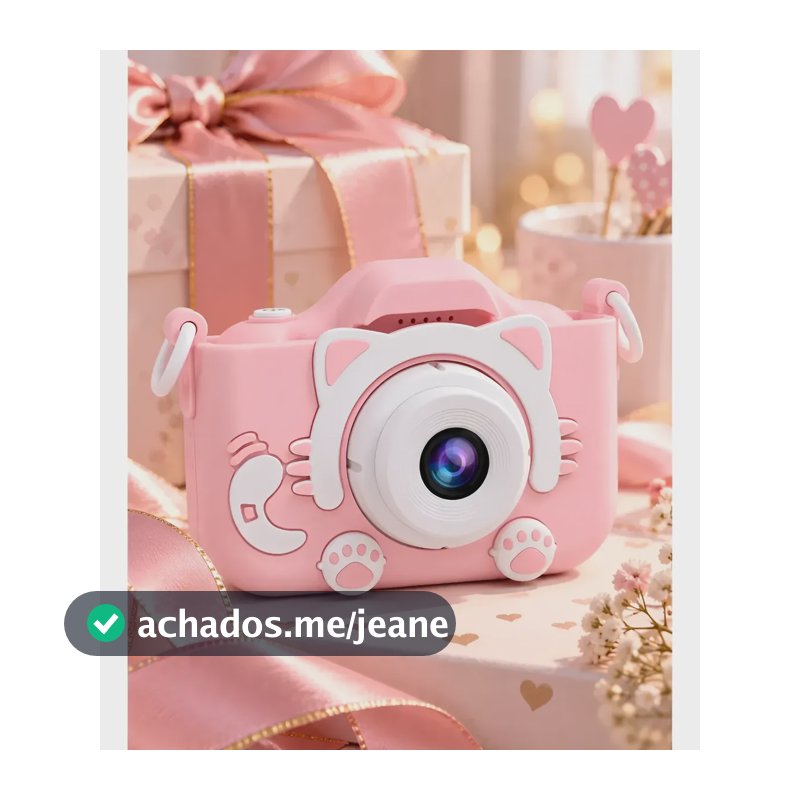 Câmera Infantil Digital Fotográfica Gatinho Jogos E Vídeo Hd Rosa