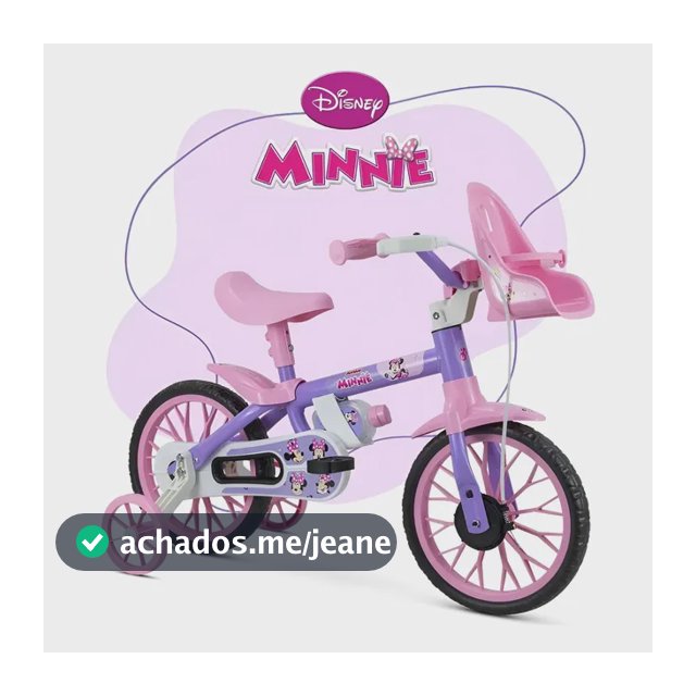 Bicicleta Infantil Menina 2 A 4 Anos Aro 12 Disney Minnie Rosa/violeta 12