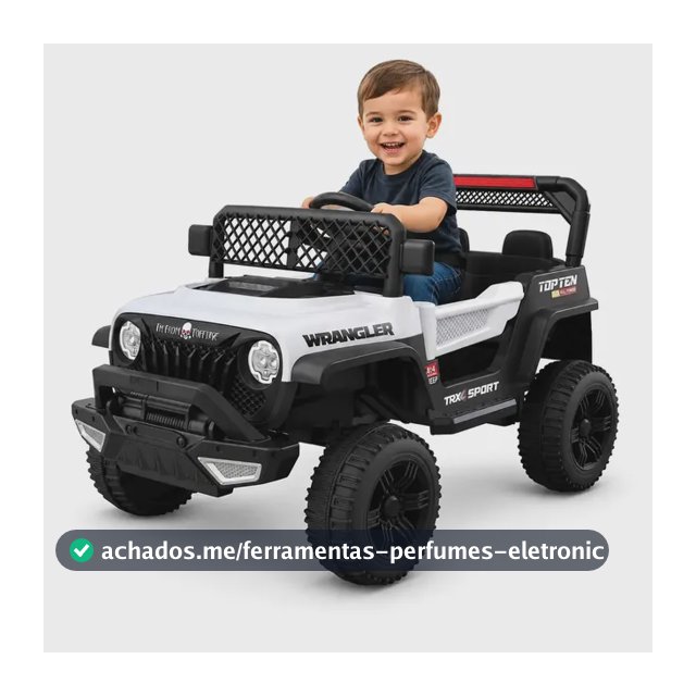 Carro Infantil Jipe Elétrico12v Infantil Adventure V12 Com Controle Remoto, Bluetooth, Usb, Luz De Led E Som Branco