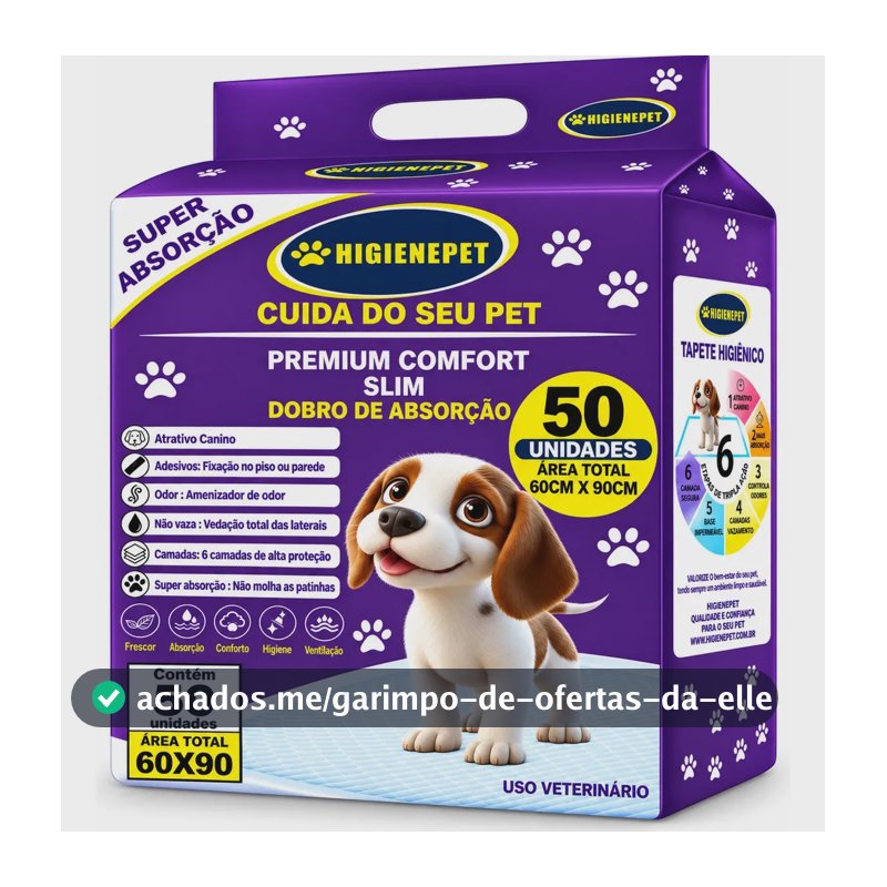 Tapete Higiênico 60x90cm 50 Unidades Premium Comfort Higienepet