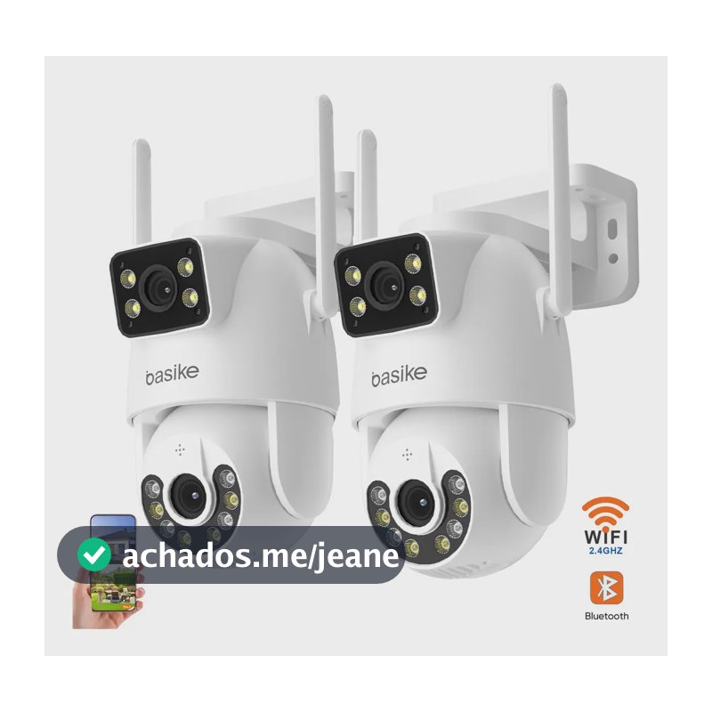 Kit 2 Câmera Segurança Ip Wi-fi Externa Smart Angulo Dupla Lente, 360° 4k Hd , Com Visão Noturna Colorida Áudio Bidirecional Ptz Detecção Humana, À Prova D'água Ip66, 24/7 Yoosee