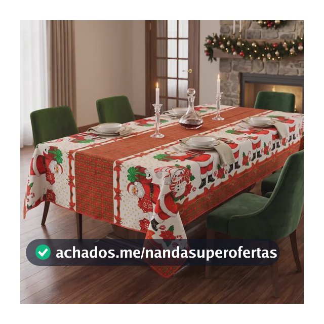 Toalha De Mesa Natal 6 Lugares Retangular Luxo Posta Atacado
