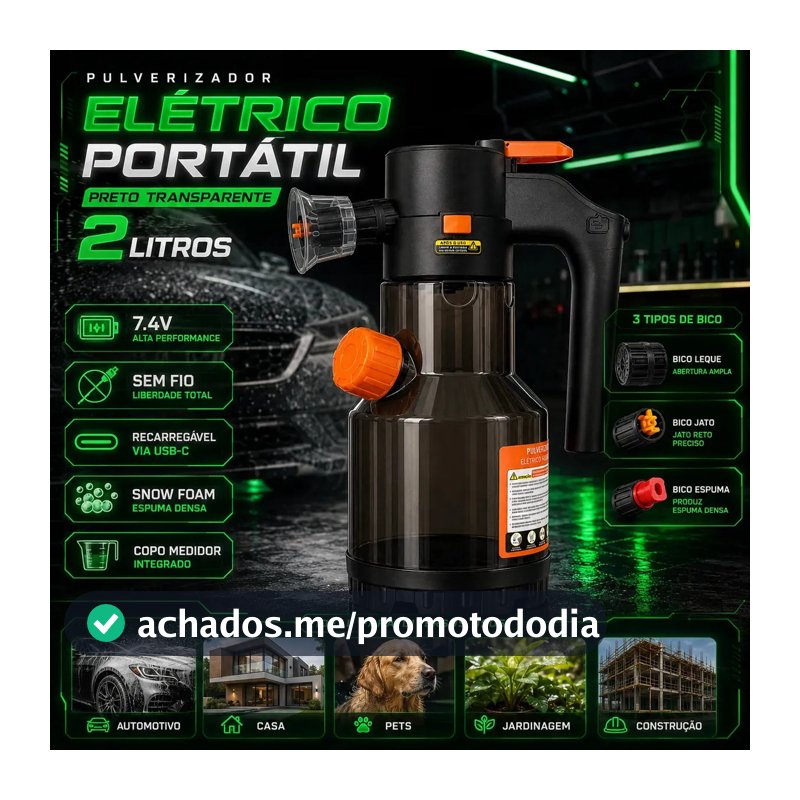 Pulverizador Elétrico Snow Foam Profissional p/ Limpeza Automotiva e Casa
