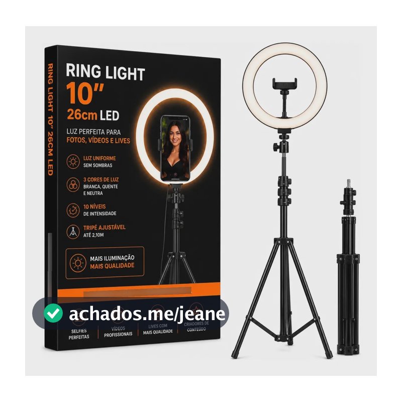 Luz Pra Tirar Fotos Live Maquiagem Iluminador Ring Light Led 127/220v Preto Branco-frio Branco Quente Neutro