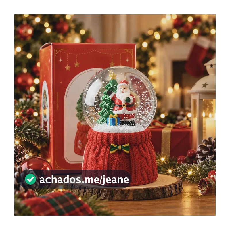 Luminaria Globo De Neve Natalino Nhame Papai Noel Led 9cm Vermelho/transparente Globo De Neve