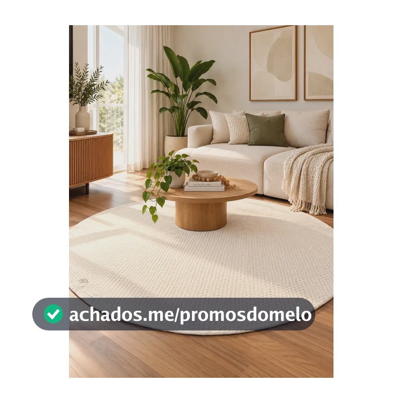 Tapete Redondo 2m Algodão Lavável Antiderrapante Para Sala 2 M Off White