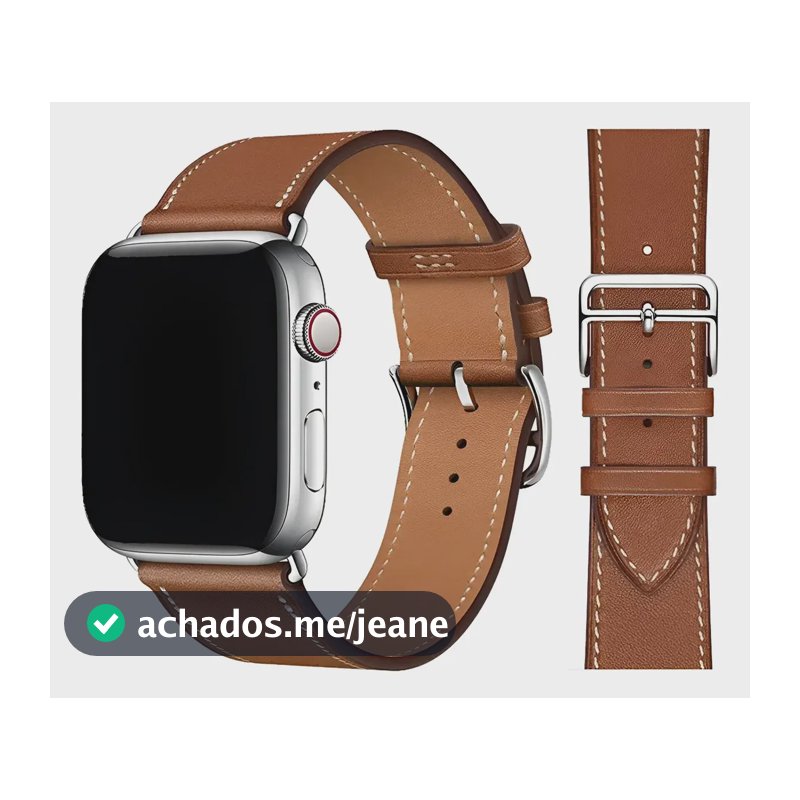 Pulseira Couro Herme S Simple Tour Classica Para Apple Watch Marrom 42/44/45mm