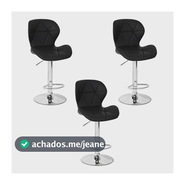 Conjunto 03 Banquetas Confort Giratória Com Altura Ajustável Cor Preto