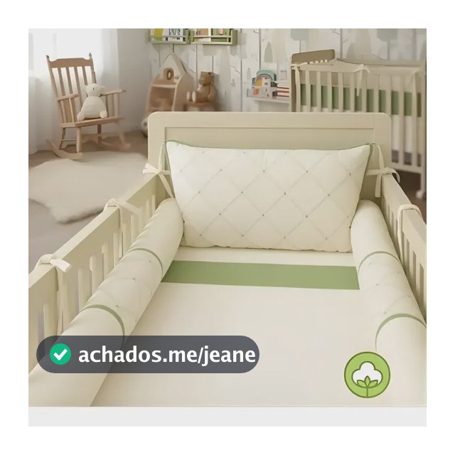 Kit Berço Algodão Padrão Americano Bordado Erva Doce Veneza Bordado Erva Doce Palha Verde/palha