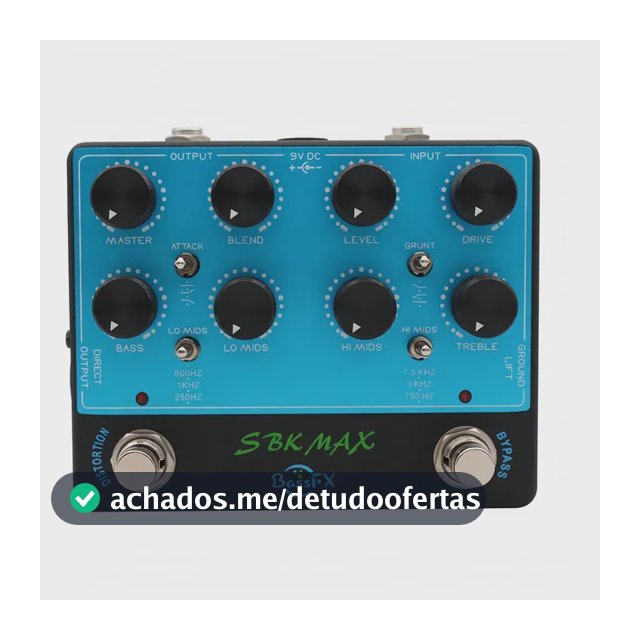 Pedal De Pré-amplificador De Baixo Fanmuzk Sbk Max De 4 Bandas Eq Drive Overdrive Preto