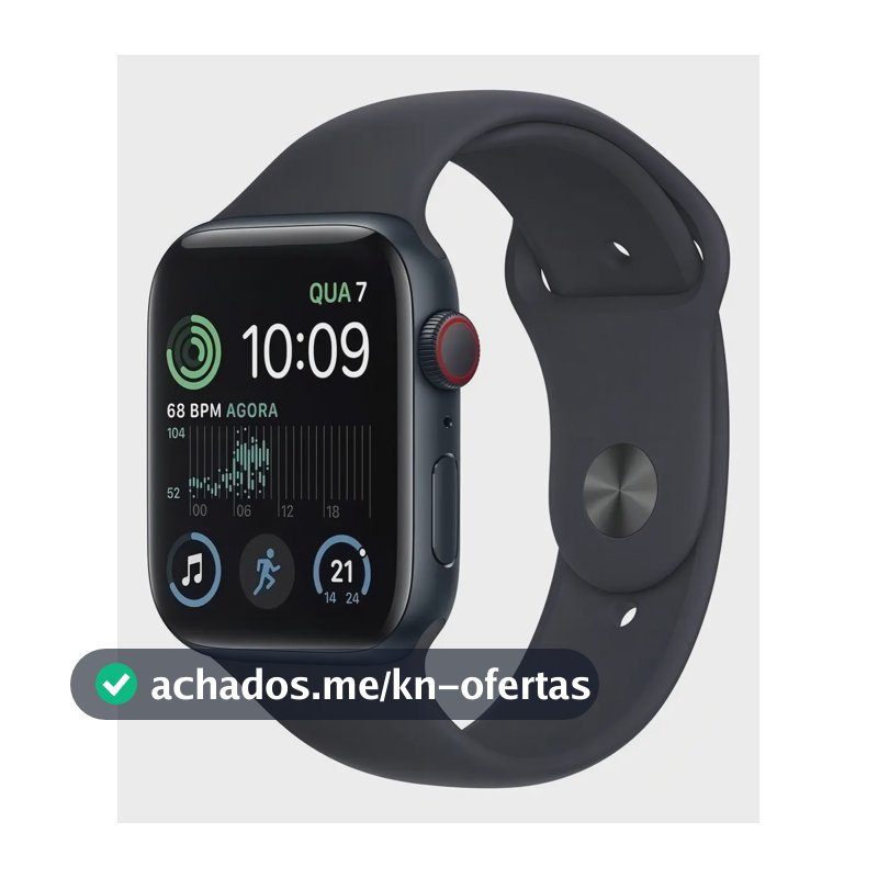 Apple Watch SE GPS + Cellular - Caixa meia-noite de alumínio 44 mm - Pulseira esportiva meia-noite - Padrão
