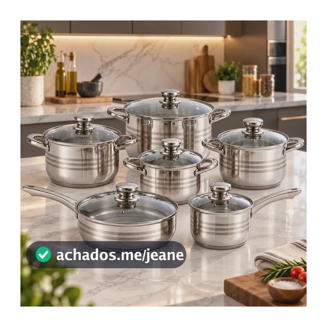 Jogo De Panelas Francesas Galya 12 Peças Aço Inoxidável Prateado