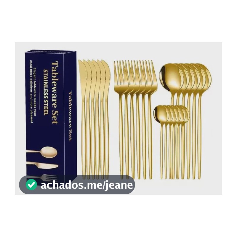 24pcs Conjunto De Aço Luxo Inoxidável Resistente À Corrosão Dourado