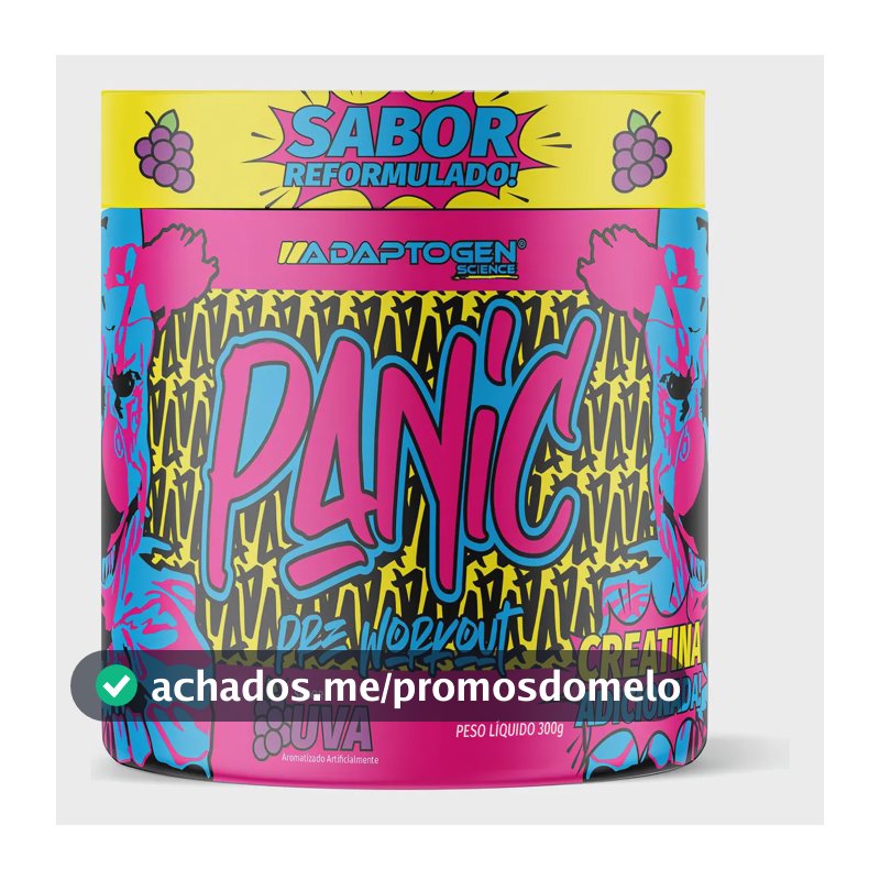 Suplemento Em Pó Adaptogen Science Panic Pré Treino com creatina Pote 300g Sabor Uva
