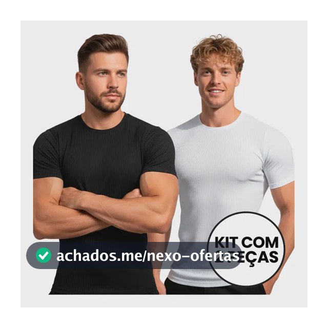 Kit 2 Camisetas Americana Canelada Textura Justa Básica Lisa Preto E Branco Liso G Ribana