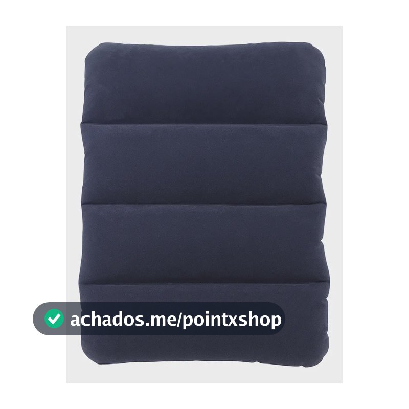 Travesseiro Inflável Ômega Portátil Viagem Camping Aveludado 53x37cm