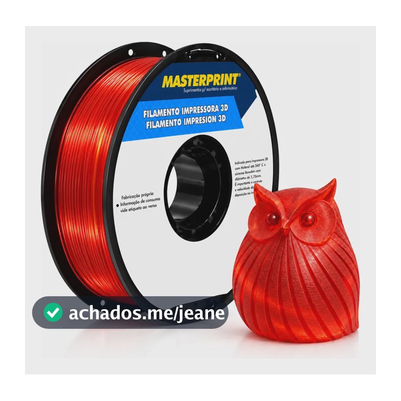 Filamento Masterprint Petg De Impressora 3d 1,75mm 1kg Cores Vermelho Translúcido