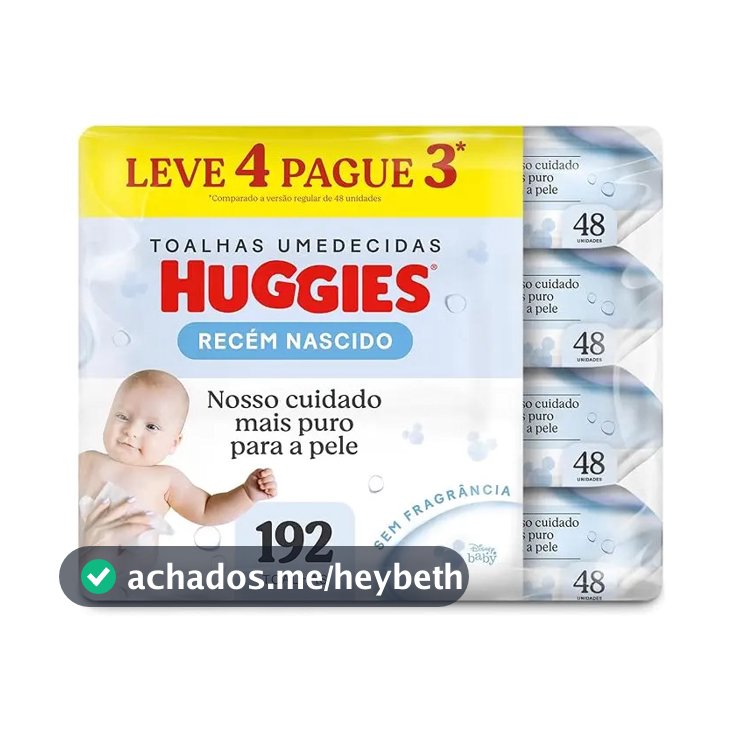 Lenços Umedecidos Huggies Recém Nascido Pack C/4 - 192 Un