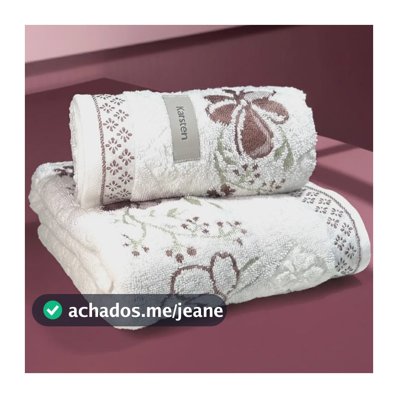 Jogo Banho Karsten Yuna 100% Algodão Barra Floral Macia 2 Cor Branco 01_28