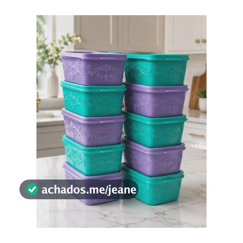 10 Marmita Pote Fitness Micro-ondas Freezer 1litro- Oliplast Tiffany E Lilas