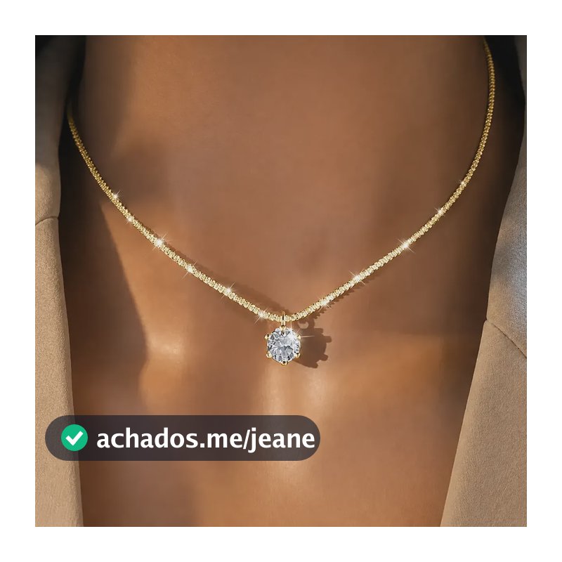 Colar Diamante Moissanite Solitario Certificado Ouro Filled Ouro
