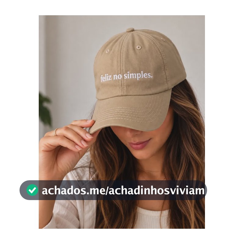 Boné Feliz No Simples Aba Curva Frase Bordado Ajustável Moda Bege Unico