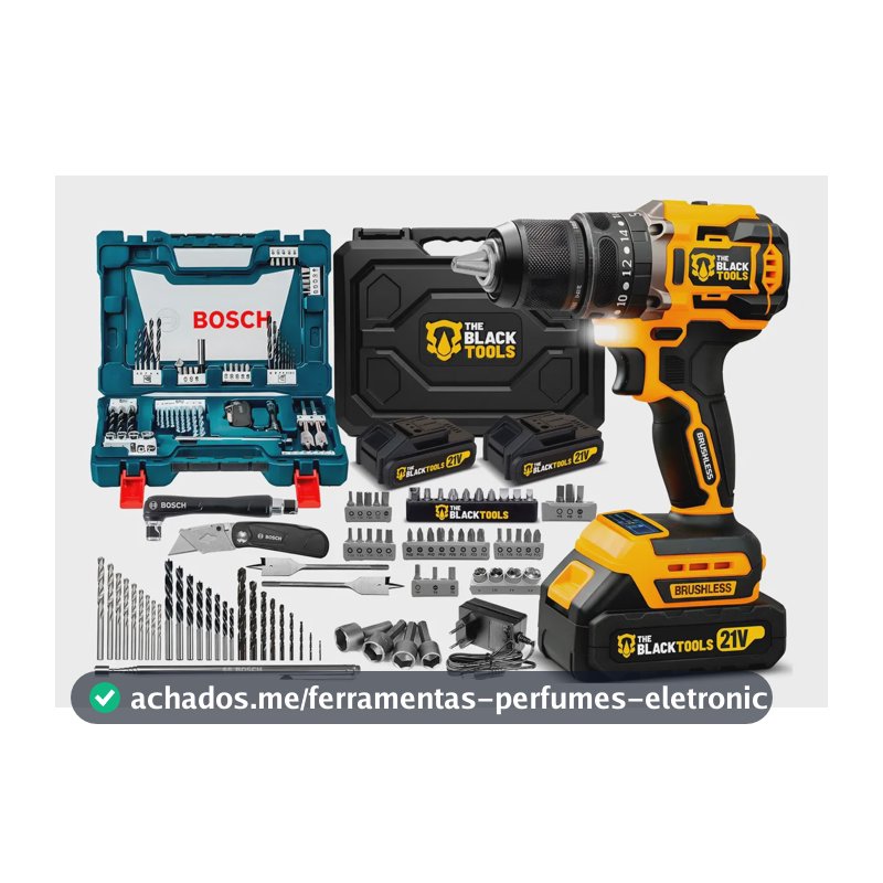 Parafusadeira Furadeira Impacto Brushless + Kit Bosch 68 Pçs Amarelo E Preto 127/220v 60hz