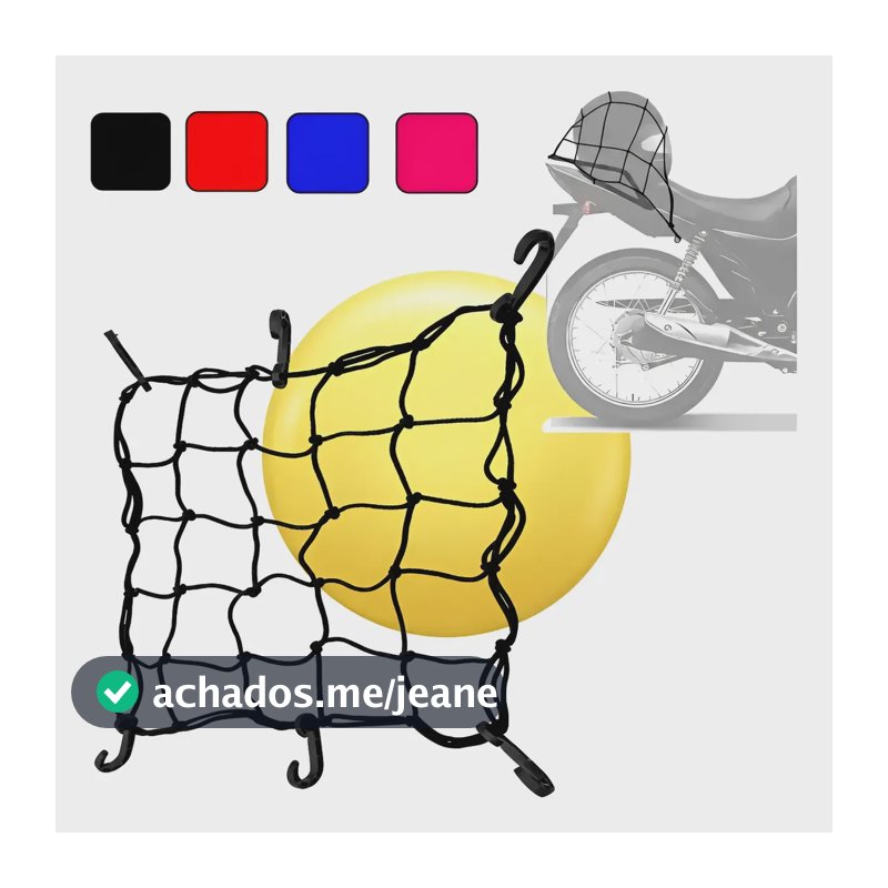 Rede Elástica Para Capacete E Bagageiro De Moto 35cm X 35cm Preta
