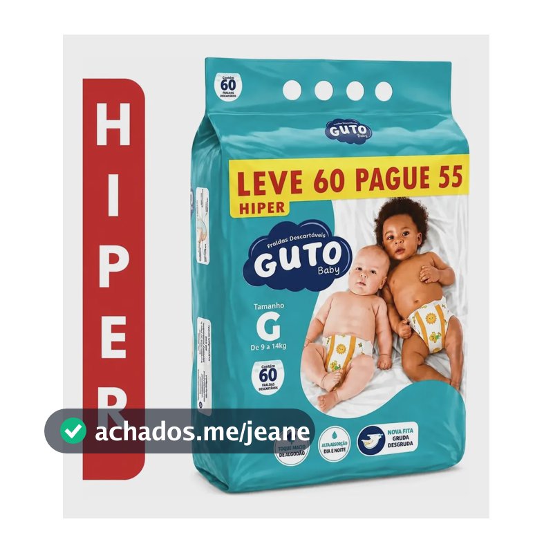 Fralda Infantil Guto Baby Hiper G 60 Unidades