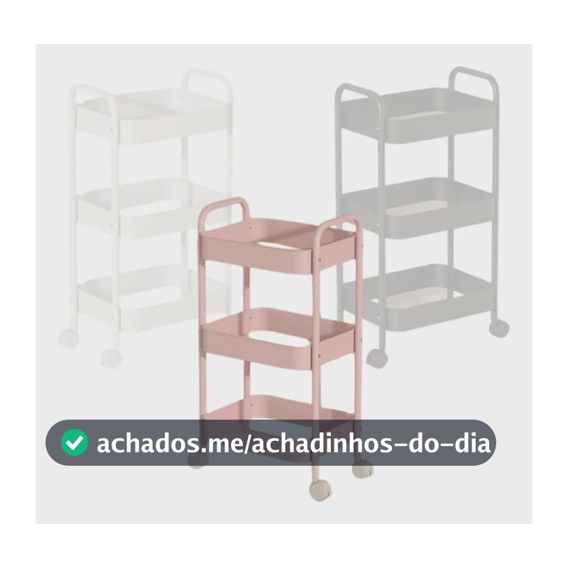 Carrinho Organizador Decorativo 3 Prateleiras Em Aço Premium Rosa - Versatilidade Armazenamento