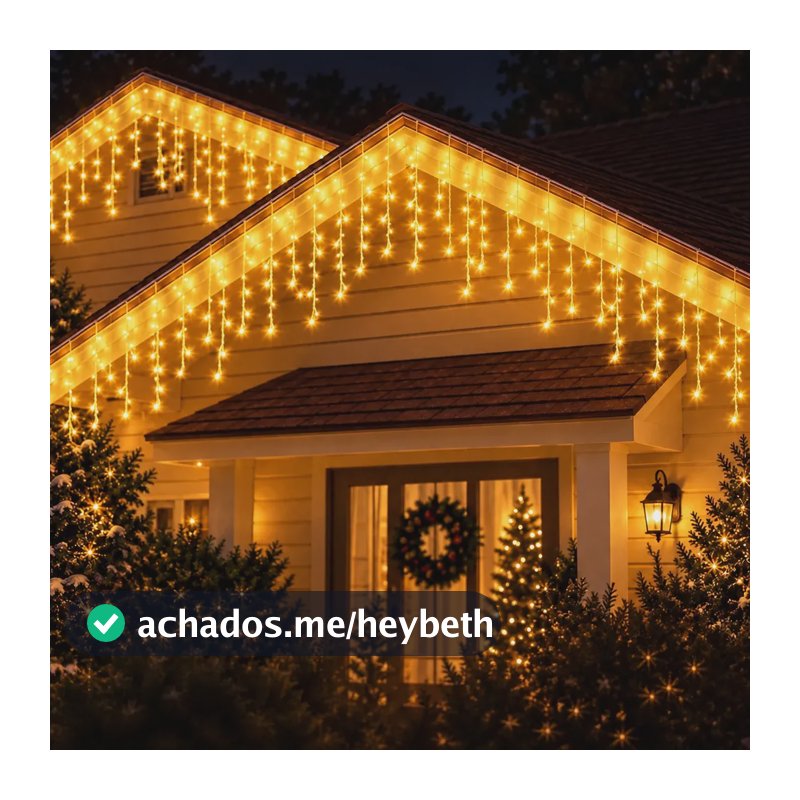 Pisca Pisca Cascata Natal 400 Leds 10m 8 Funções Luz Quente Branco Quente 127v
