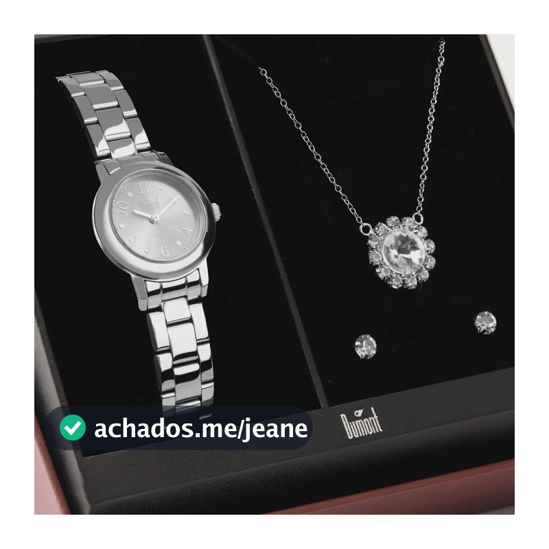 Kit Relógio Feminino Dumont Lady de Aço Prata com Pulseira