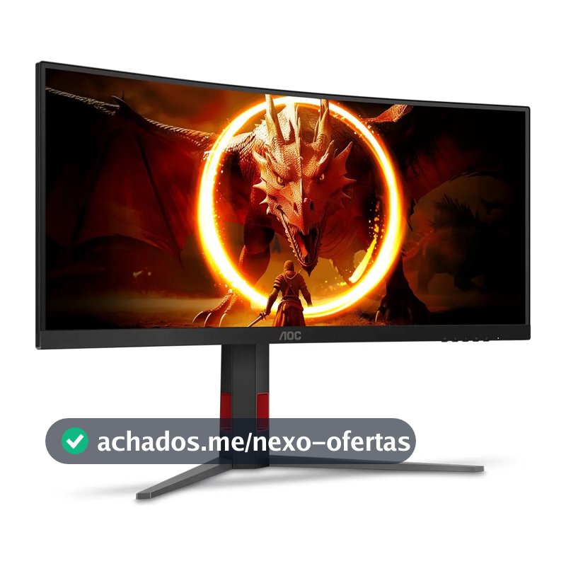 Monitor Gamer Curvo AOC AGON QUAD 34" Ultrawide WQHD 180Hz 0,5ms Base Ajustável U34G4C