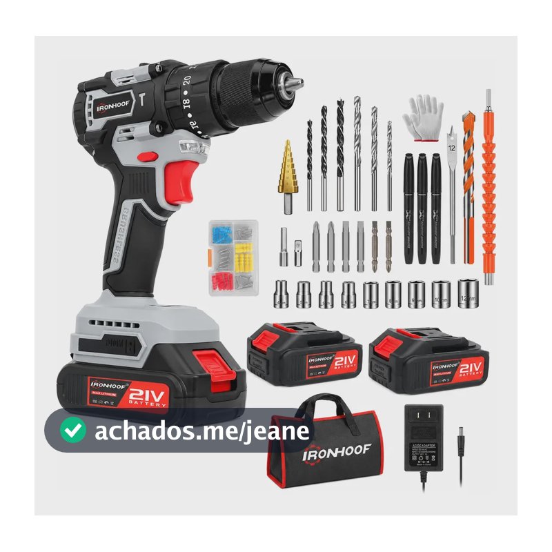 Furadeira Elétrica Brushless Sem Fio 120nm 21v 2 Bateria Cinza 110/127/220v 60hz