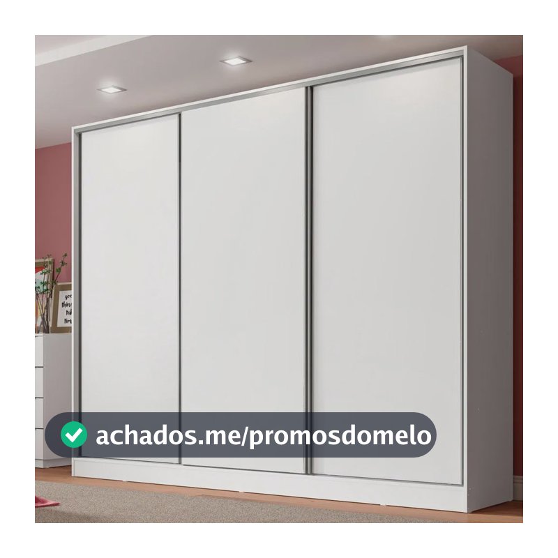 Guarda Roupa Casal 100% Mdf Madesa Royale 3 Portas Correr B Branco