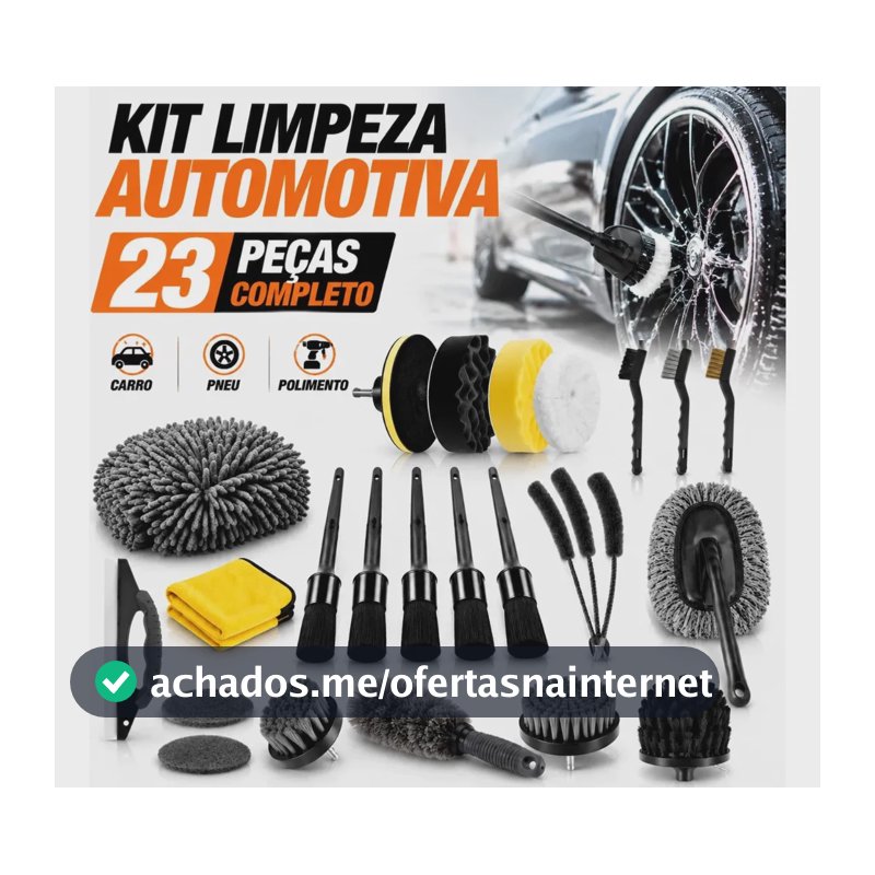 Conjunto 23 Escovas Multifuncionais Limpeza Automotiva