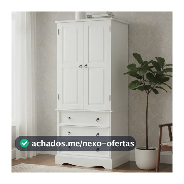 Guarda Roupa De Madeira Com 2 Portas E 3 Gavetas Na Cor Bra