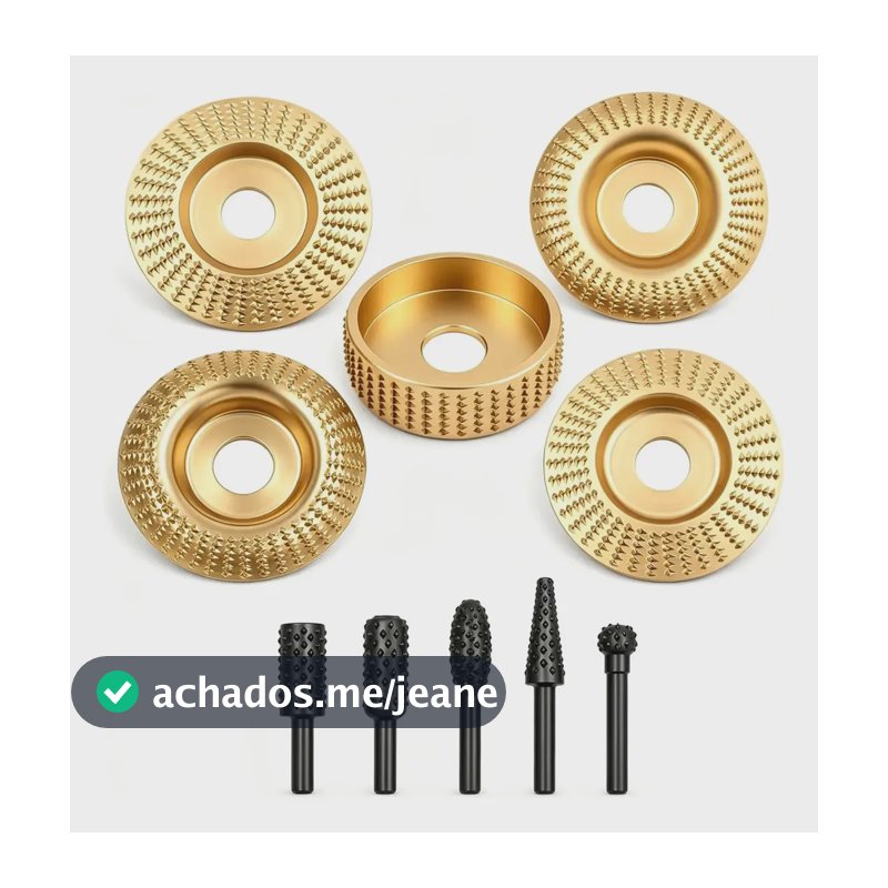 Kit 10 Disco De Desbaste Para Madeira Esculpir Entalhar Modelar Esmerilhadeira 100mm Furo 16mm