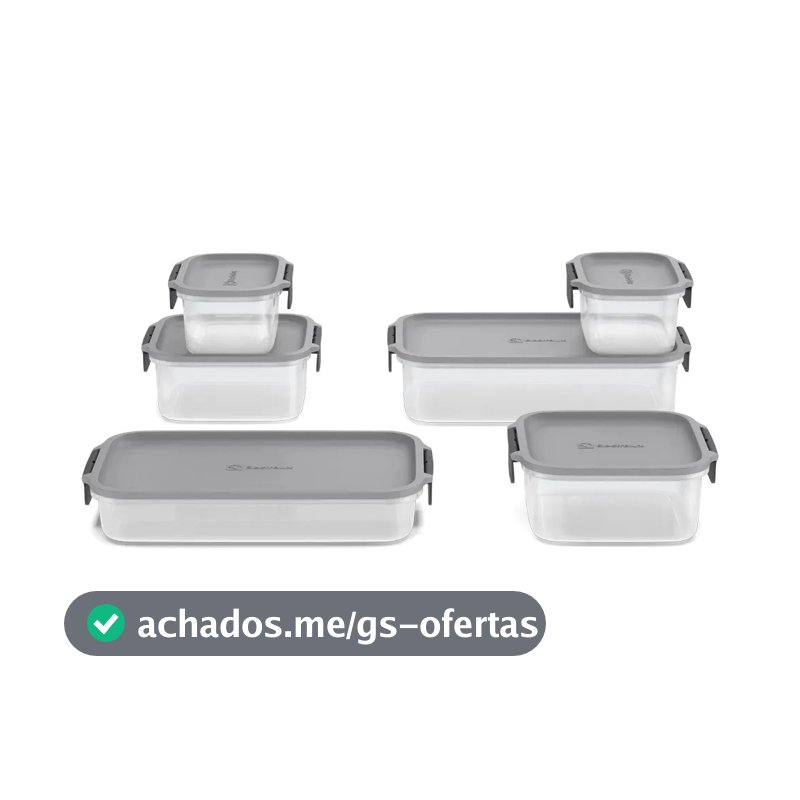 Electrolux Kit 6 Potes Herméticos De Plástico Cinza, 12,4l, Safelock, Empilhável e Modular