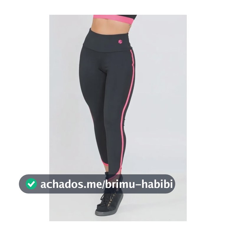 Legging Feminina Viés Zero Transparência Preto Com Rosa G