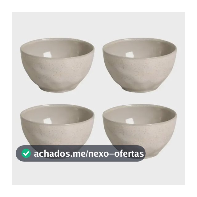 Jogo 4 Tigelas Bowl Cerâmica 558ml Sopa Caldos Porto Brasil Bege