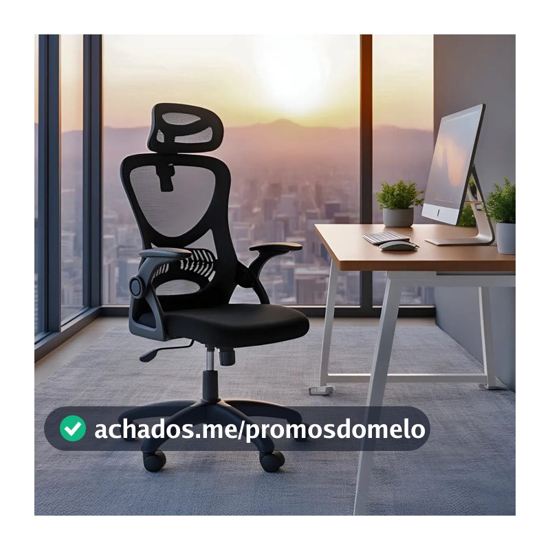 Cadeira de Escritório Giratória HomeNow Columbus Presidente Preta com Tela Mesh