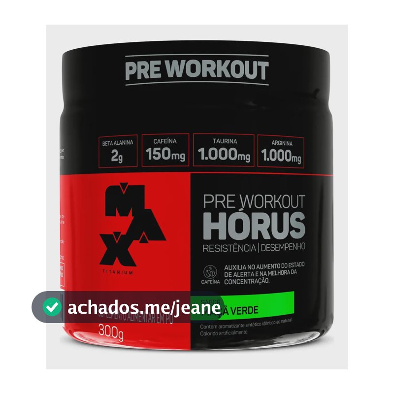 Suplemento En Pó Max Titanium Pre Treino Horus Max Titanium Cafeína Maçã Verde 300G