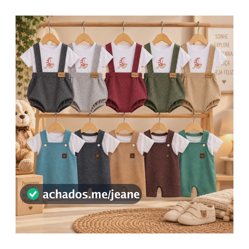 Kit Jardineira E Body Bebê Menino 4 Peças Com Camiseta Verão Multicolorido 3-6 M