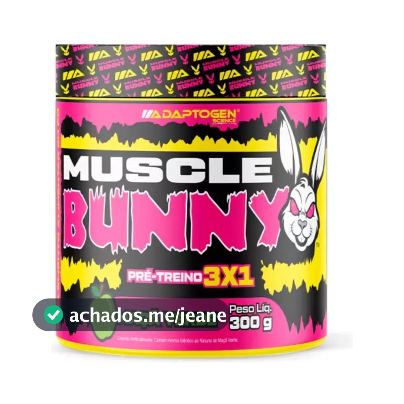 Pré Treino Muscle Bunny C/300g - Adaptogen Sabor Maçã Verde