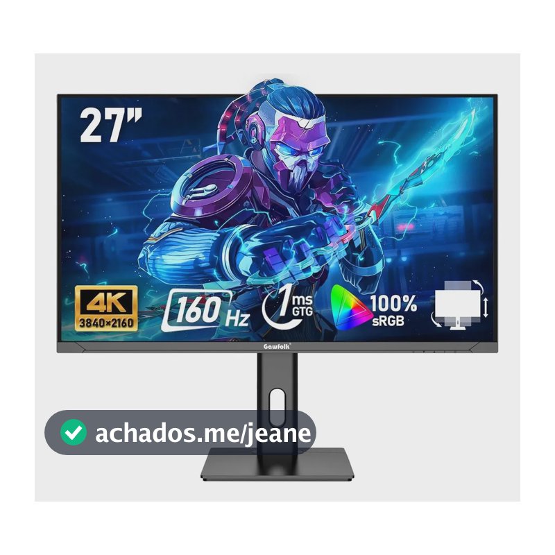Monitor Gamer Gowfolk 27 4k Uhd 160hz Ips 1ms Preto Pc Hdmi Preto